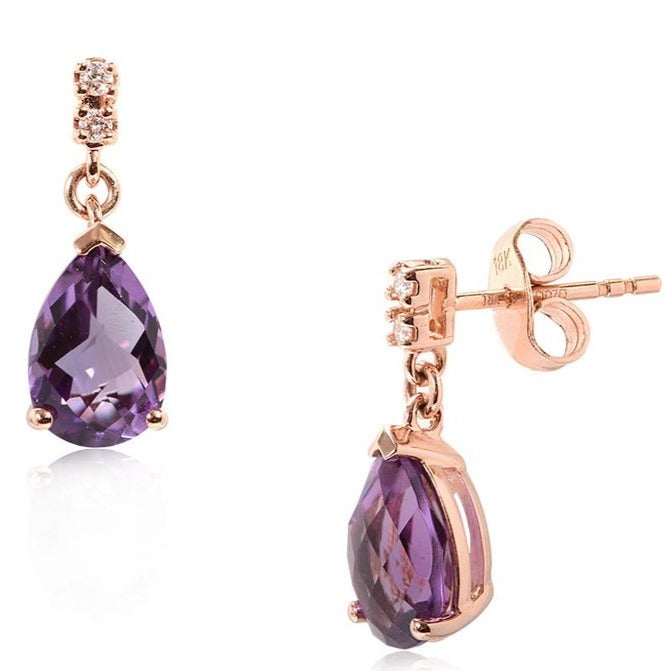 amethyst earrings purple gold jewelry pear cut